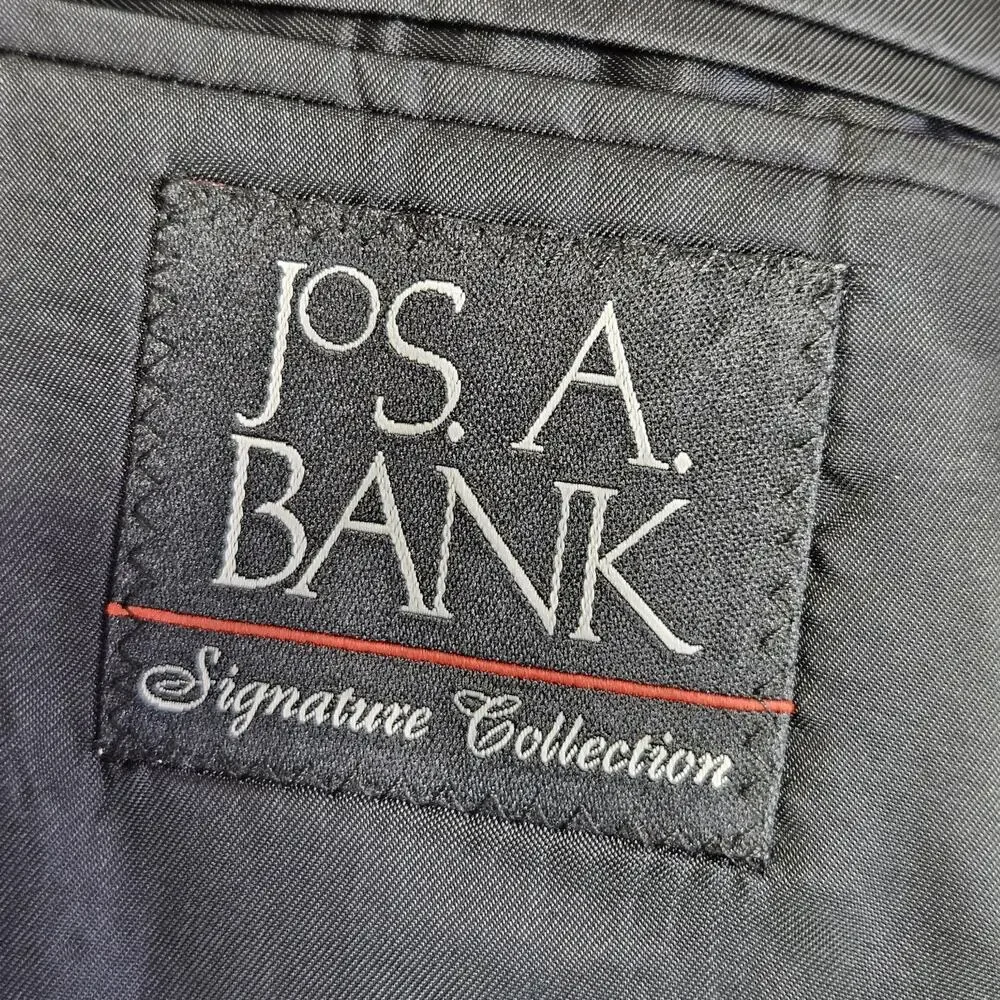 Jos A Bank Blazer Mens 48L Tailored Fit Signature Wool Silk Check Brown Black